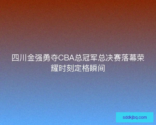 四川金强勇夺CBA总冠军总决赛落幕荣耀时刻定格瞬间